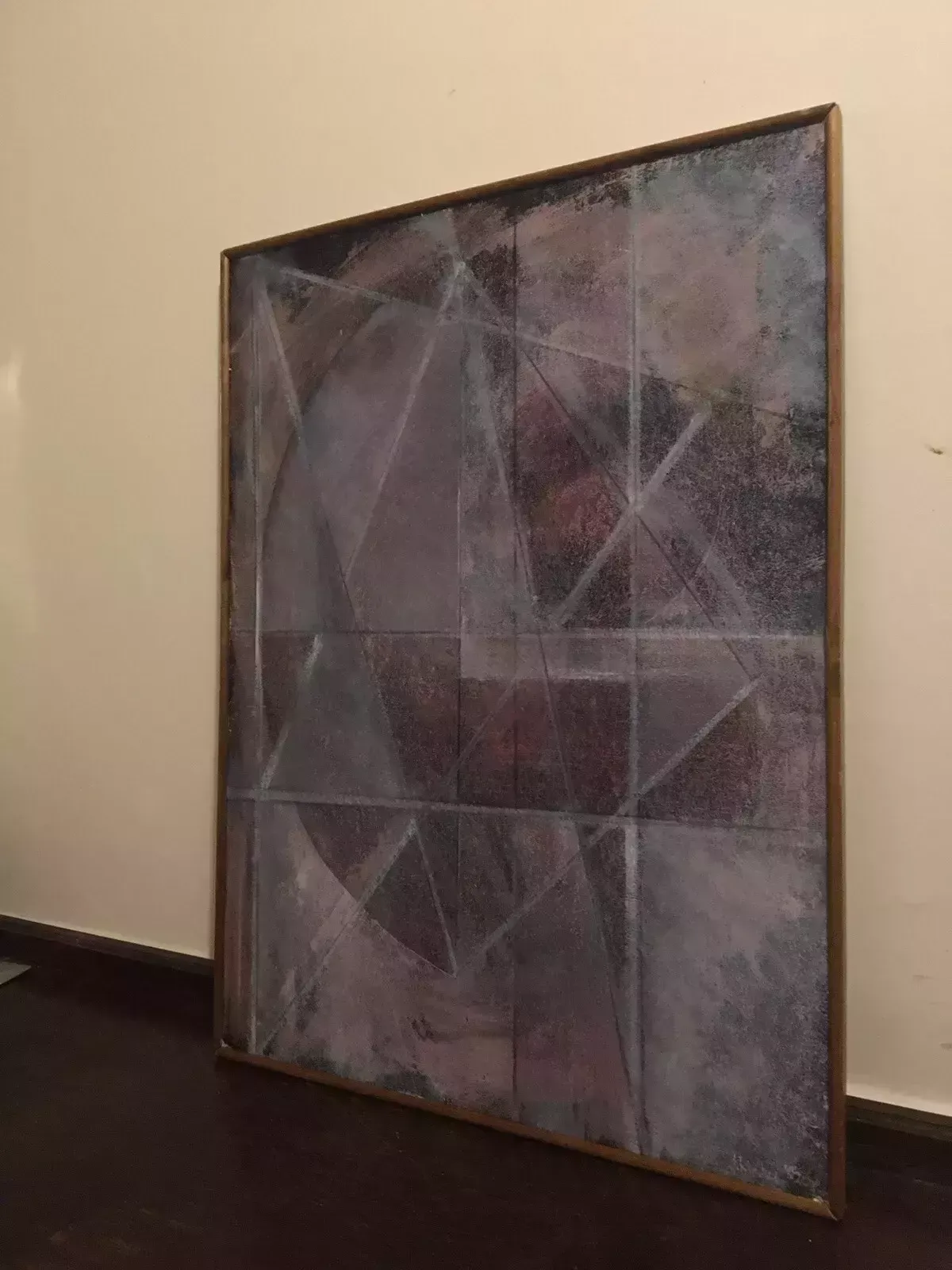 Vintage Abstract Oil Painting Large Signed Modernist Art Klee Influence 1980s photo for sale
