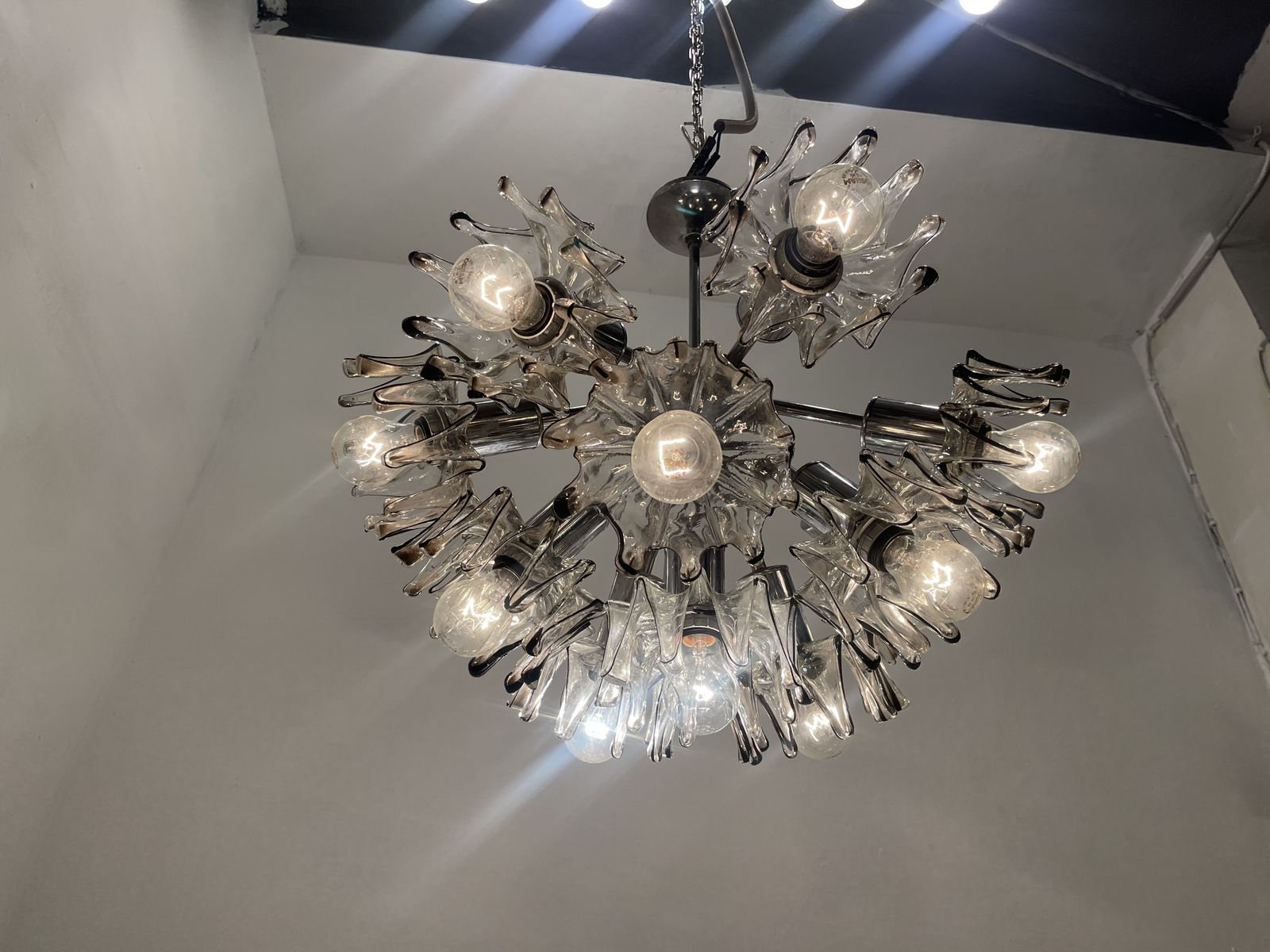 photo vintage Large Midcentury Murano Mazzega Glass Chandelier 1970’s