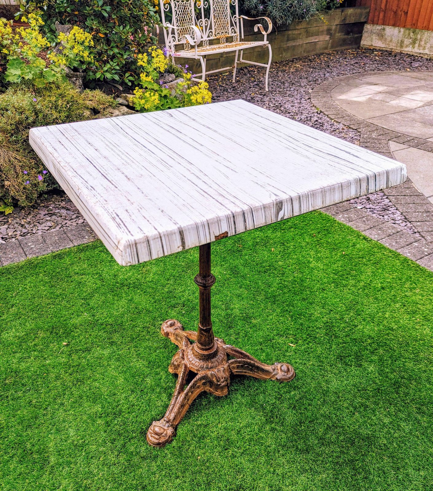 Vintage Marble Style Decorative Iron Bistro Table  Thierry 0199. photo vintage