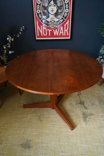 Furniture Mid Century Danish Extendable Teak Dining Table With 6 Erling Torvits Chairs photo
