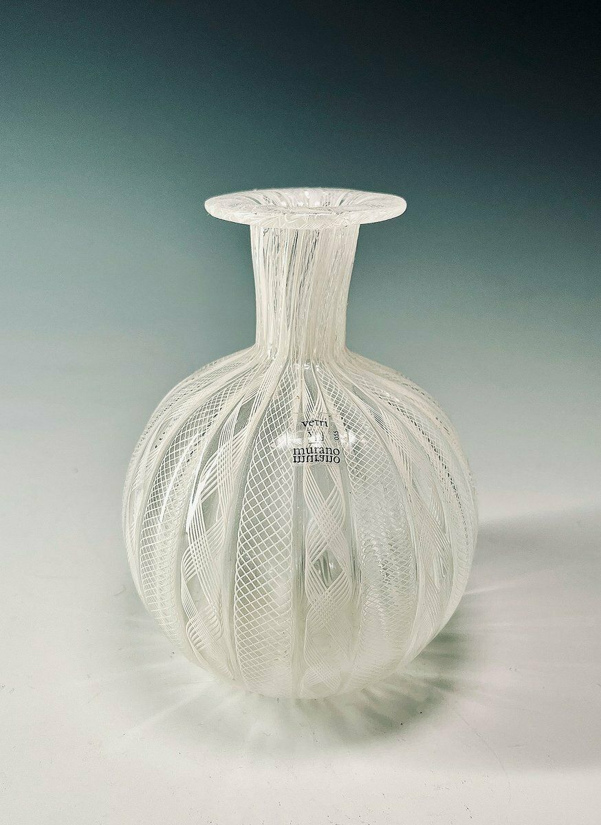 Murano Zanfirico Glass Vase By Zanetti, 1970s
