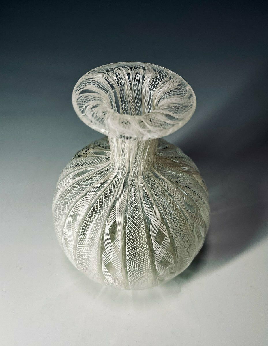 Murano Zanfirico Glass Vase By Zanetti, 1970s photo for sale