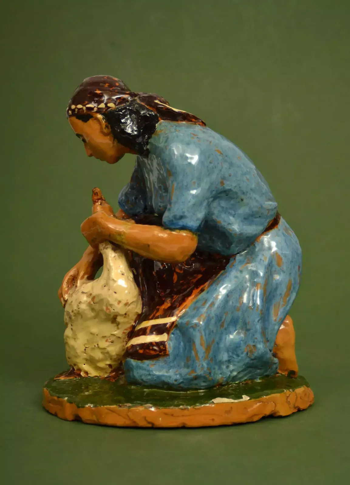 Ceramic Figure Girl With A Goose photo for sale