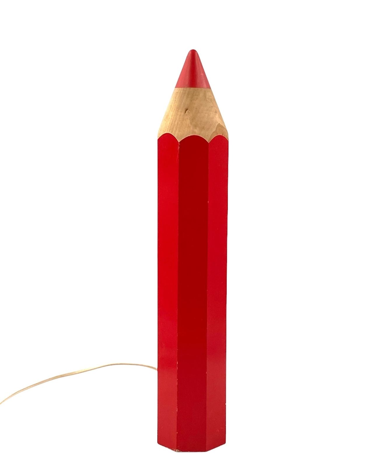 photo vinterior Michel Aroutcheff, Postmodern Red Pencil Table Lamp, Ed. Vilac France 1980s