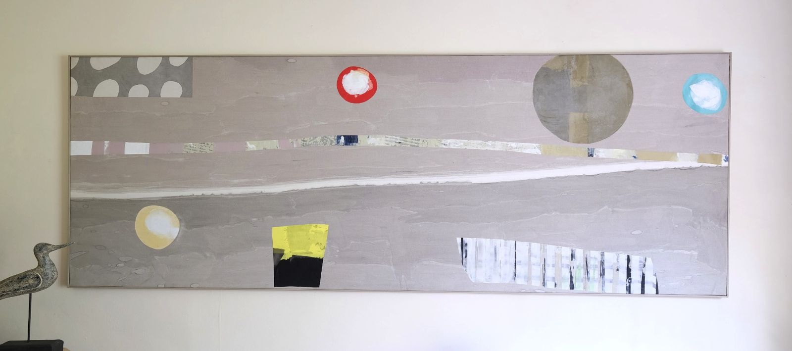 Large Contemporary Abstract Oil Painting On Canvas In Greige Taupe Tones