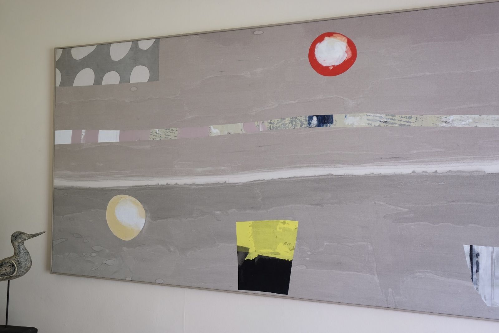 photo buy Large Contemporary Abstract Oil Painting On Canvas In Greige Taupe Tones