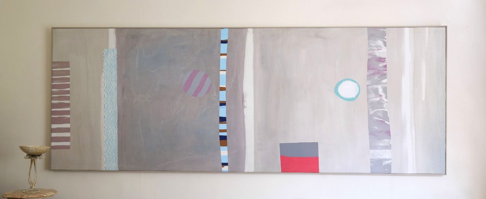 Extra Large Neutral Abstract Oil Painting On Canvas In Soft Greige Tones