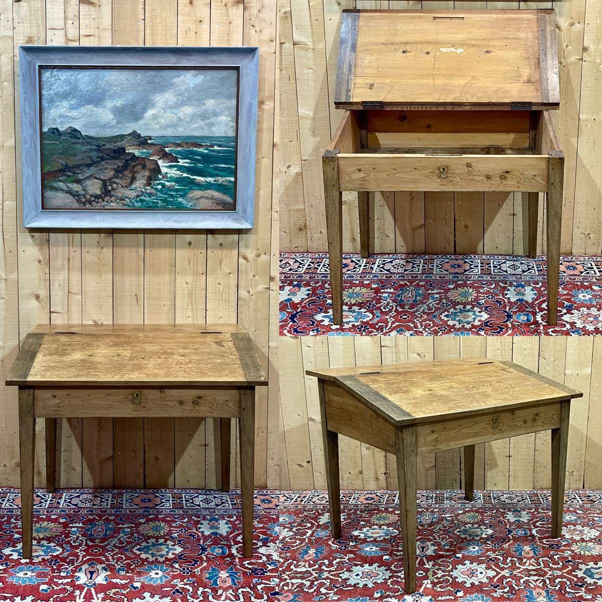 Rustic Sloping Desk From The 19th Century In Oak And Fir photo furniture