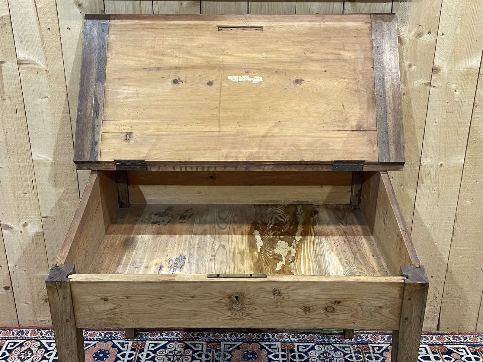 Rustic Sloping Desk From The 19th Century In Oak And Fir photo vintage