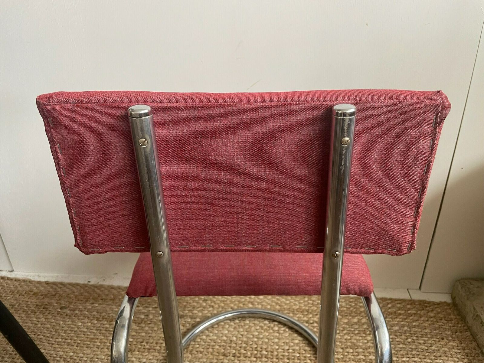 photo for sale Tubular Bauhaus Style Cantilevered Large Kids Chair With Dusty Red Seat And Back