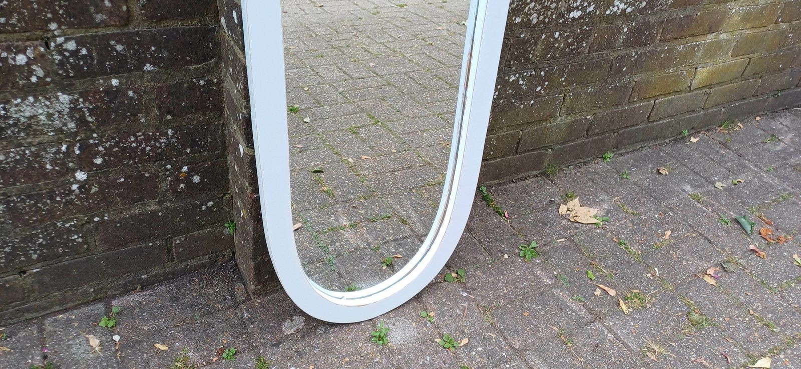 Large Painted Shabby Chic Mirror In Farrow And Ball Light Blue. photo 125.0
