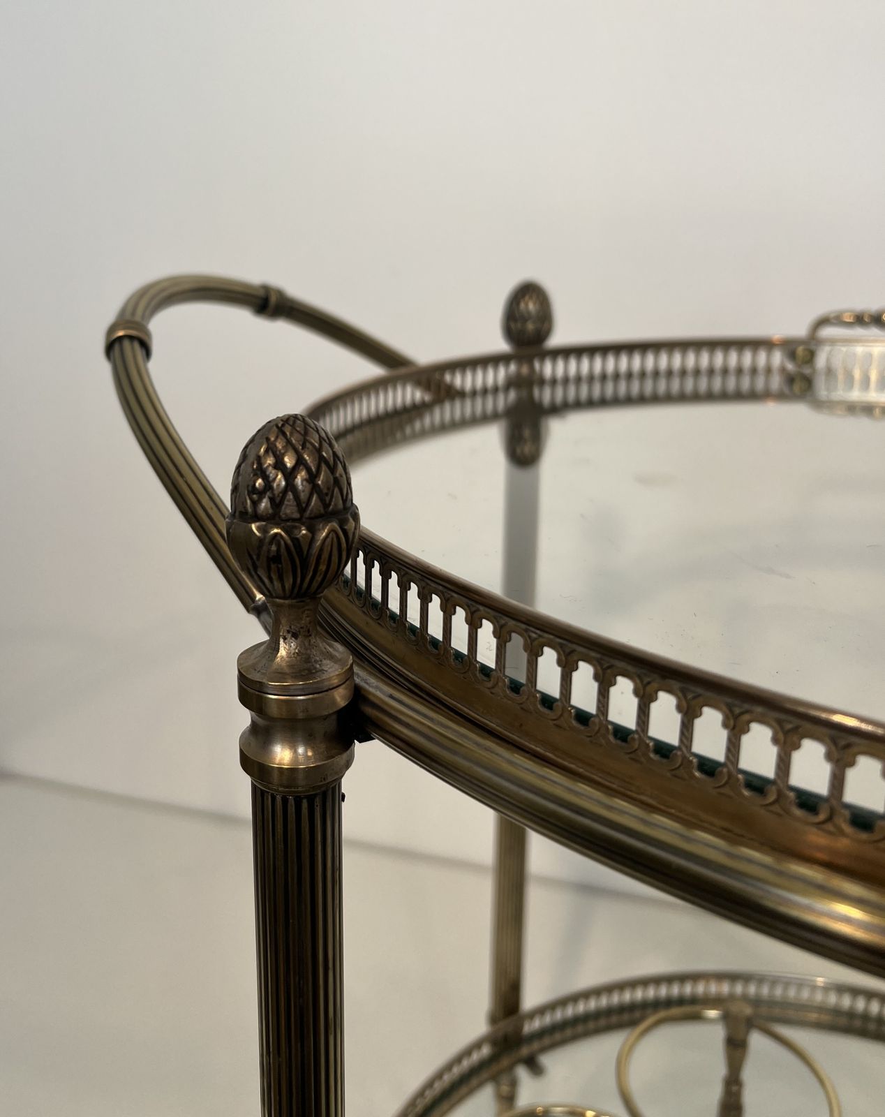 Rare Set Of 3 Round Rolling Tables In Silver Plated Brass From Maison Baguès photo 6750.0