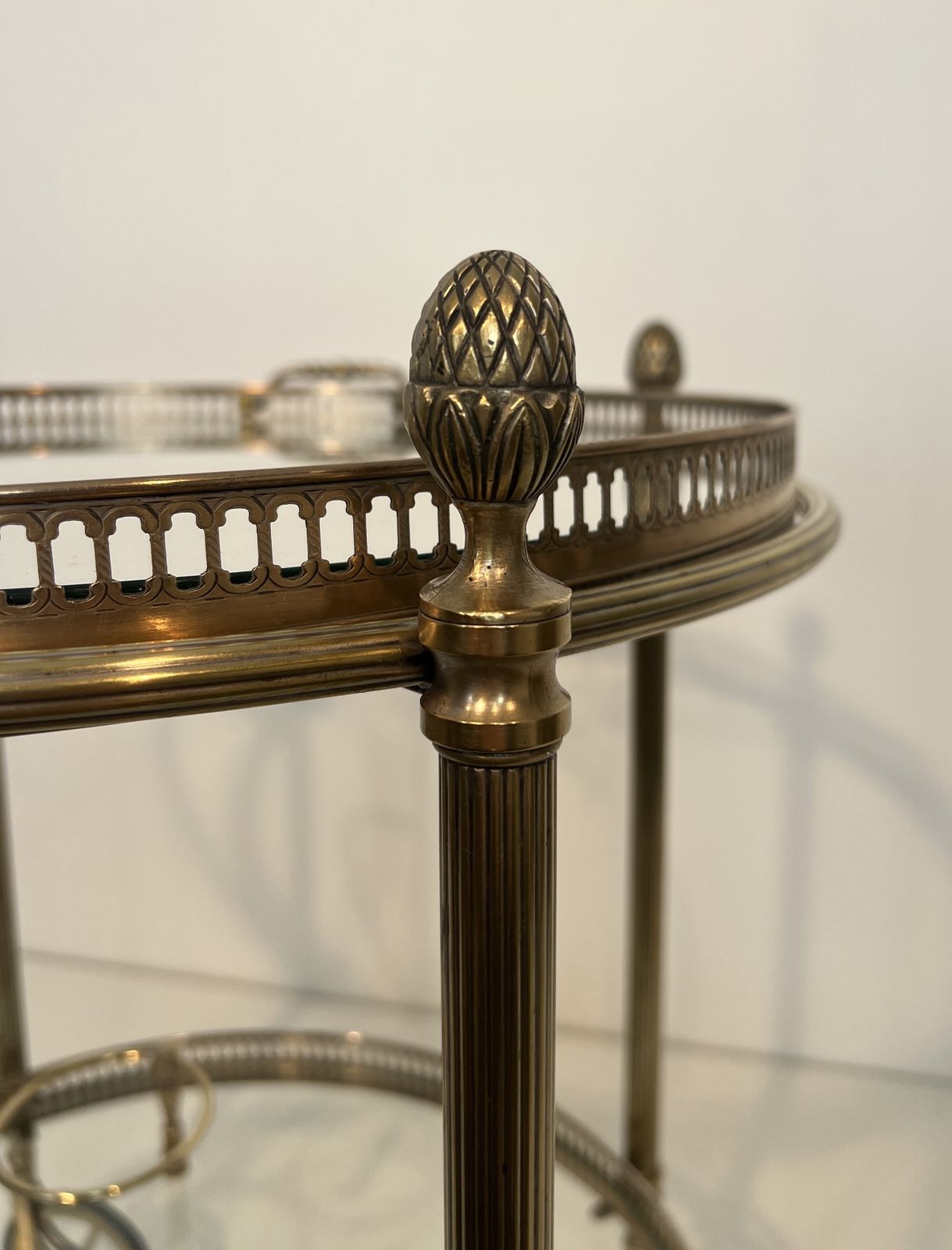 Rare Set Of 3 Round Rolling Tables In Silver Plated Brass From Maison Baguès photo buy