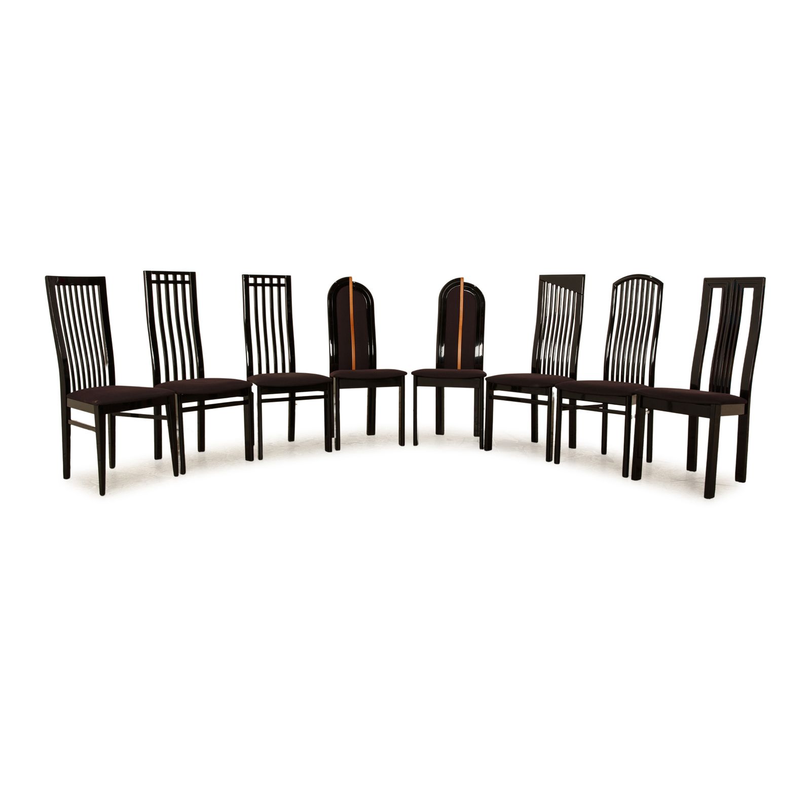Set Van 8 Tonon Houten Stoelen Zwart