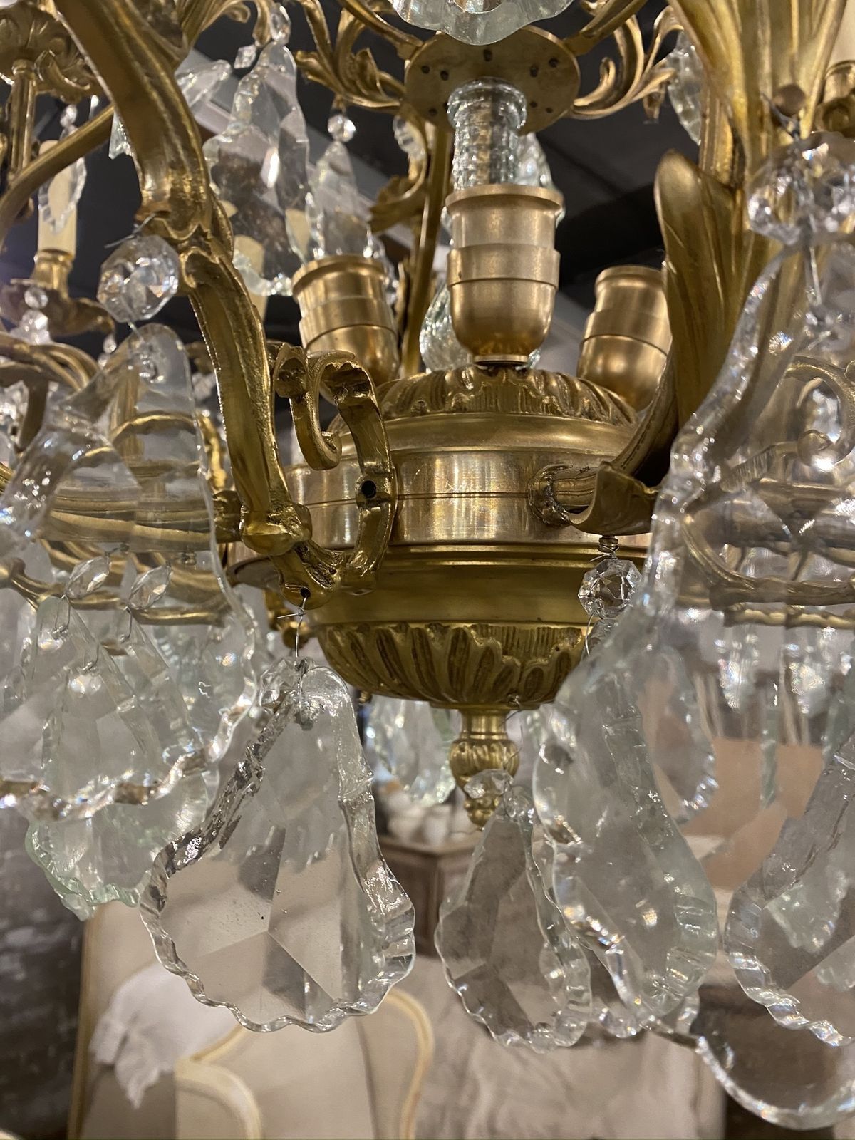 Stunning, Very Large, Bronze French Chandelier, Matching Pair photo vinterior