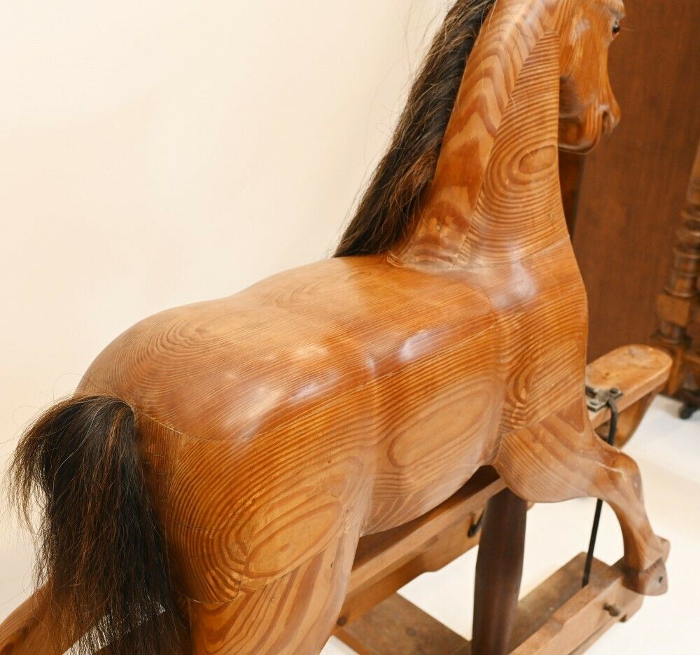 Antique Rocking Horse Carved Wood 1930 Childrens Toys photo buy