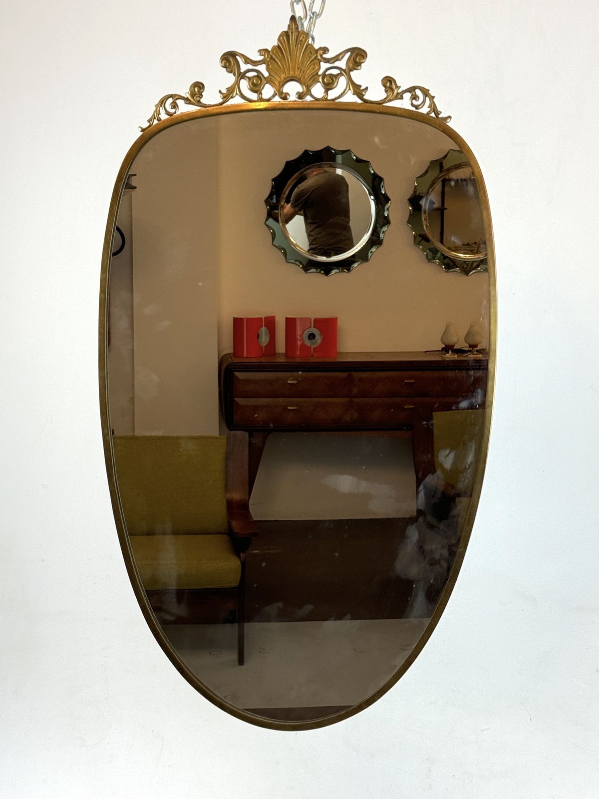Gio Ponti Style, Mid Century Mirror In Brass. Italy 1950s photo furniture