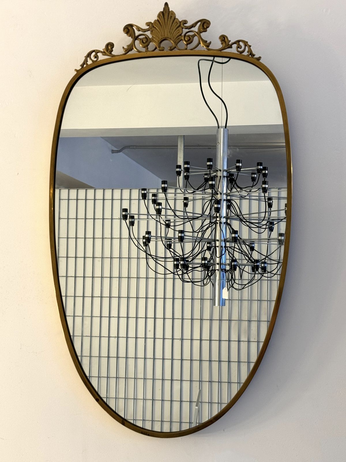 photo for sale Gio Ponti Style, Mid Century Mirror In Brass. Italy 1950s