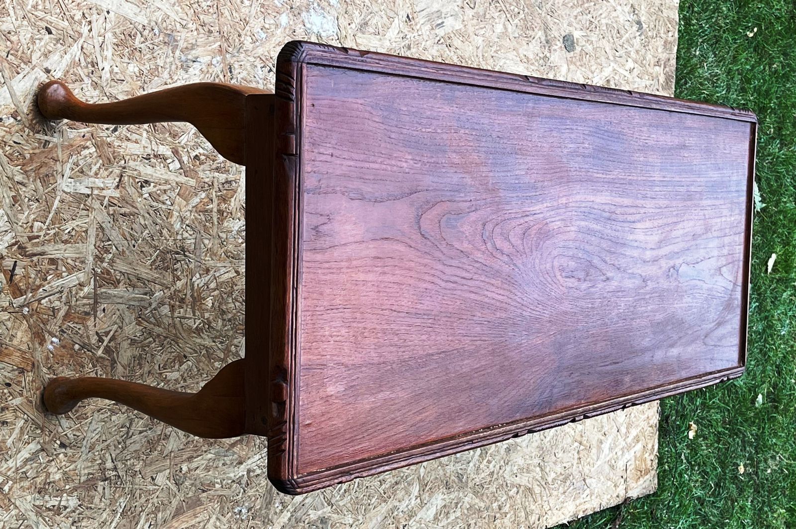Bespoke Handmade & Hand Carved Wood Honey Coffee Table Queen Anne Legs photo vinterior