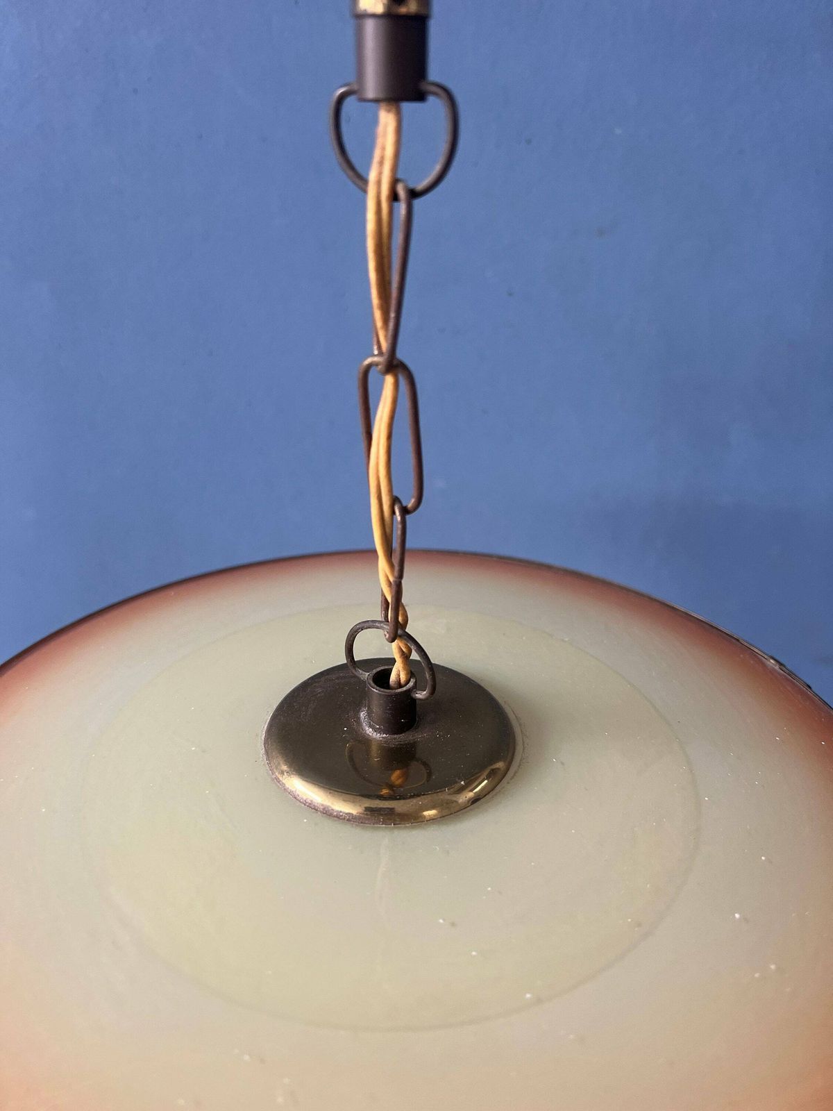 photo furniture Vintage 50s Glass And Brass Lantern Pendant Lamp