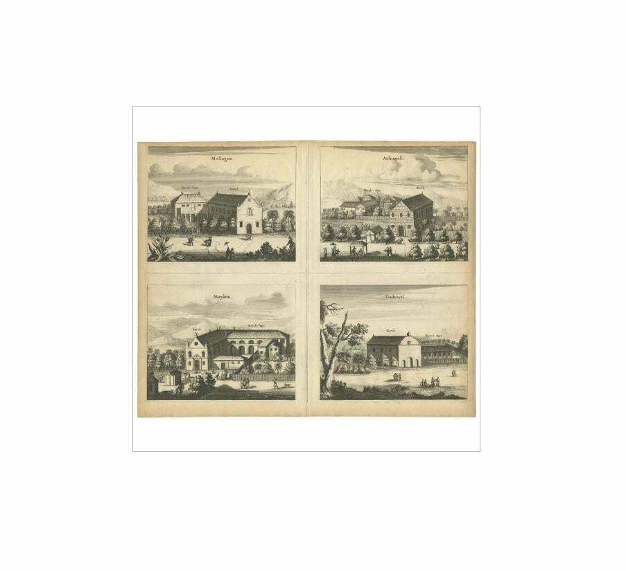 Antique Print Of The Churches Of Mallagam, Achiavelli, Mayletti And Oudewil photo Art