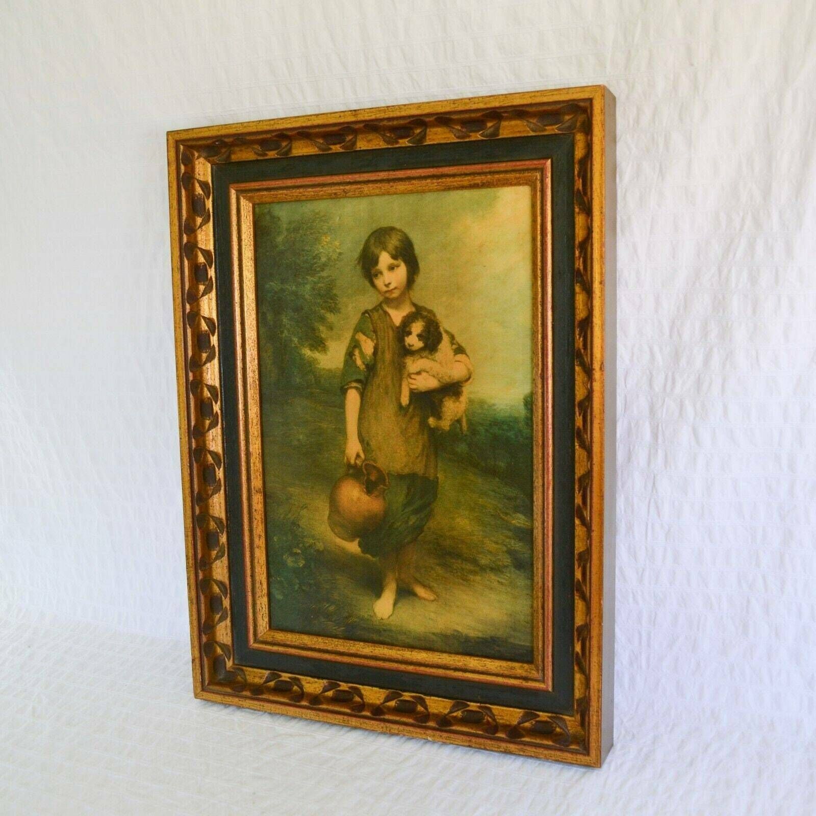 Framed Reproduction Of Cottage Girl And Dog By Thomas Gainsborough Print Canvas photo furniture