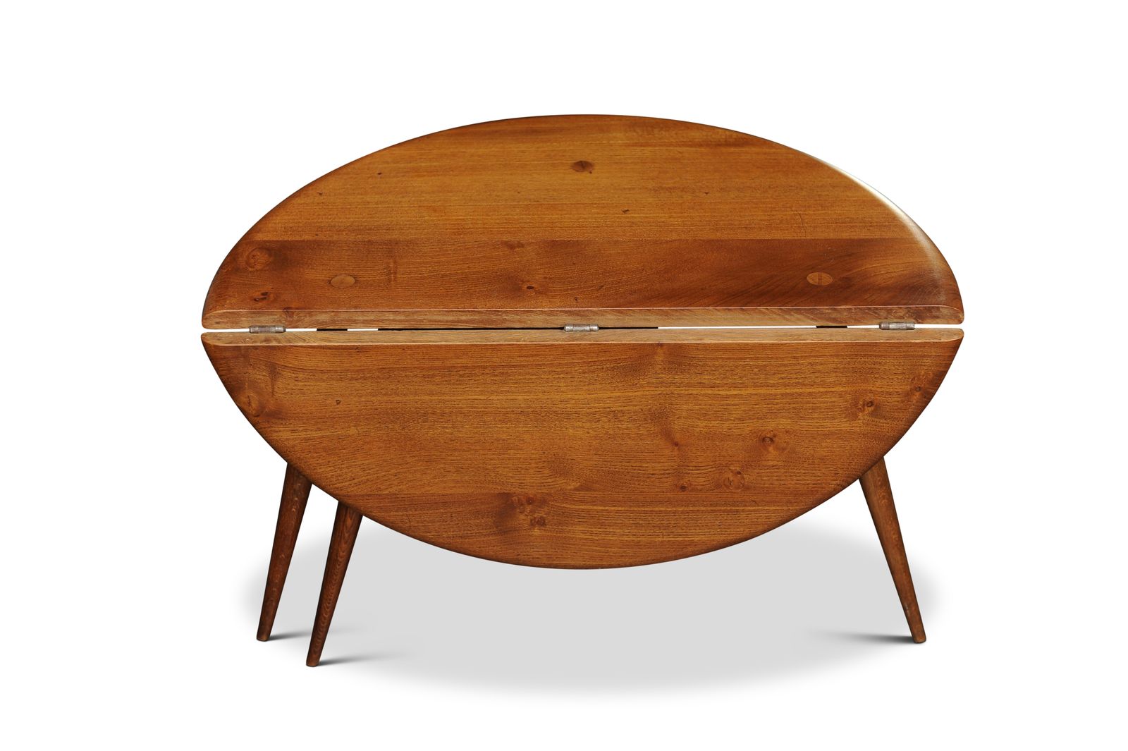 Mid Century Hand Crafted Ercol Elm Drop Leaf Circular Coffee Table Made In England 1960's Ol photo furniture