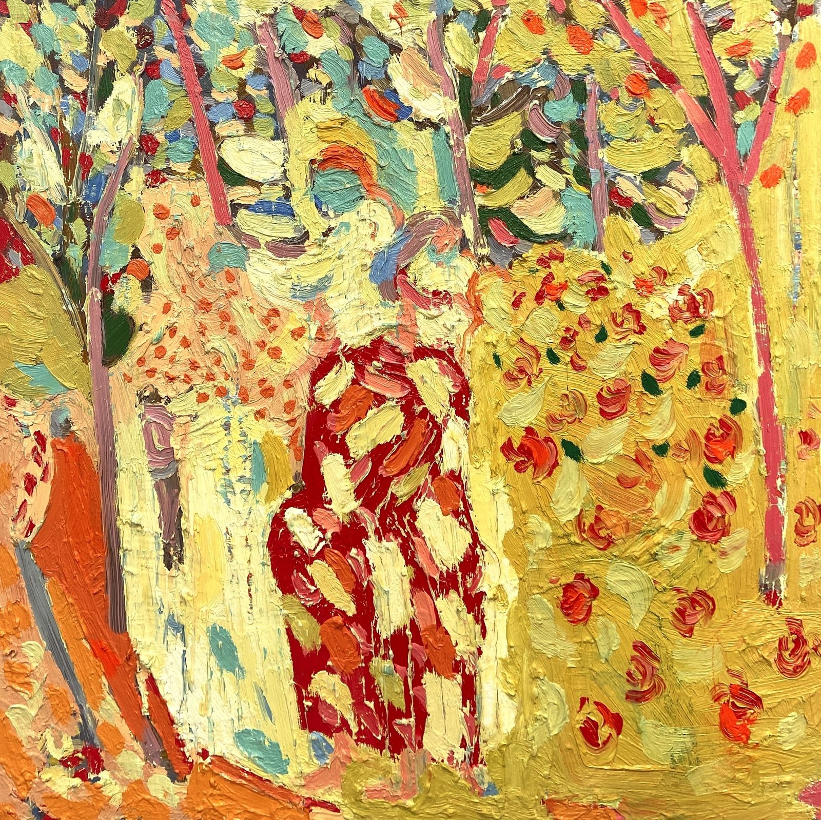 Picking Roses. Expressionist Oil Painting By Paul Wadsworth