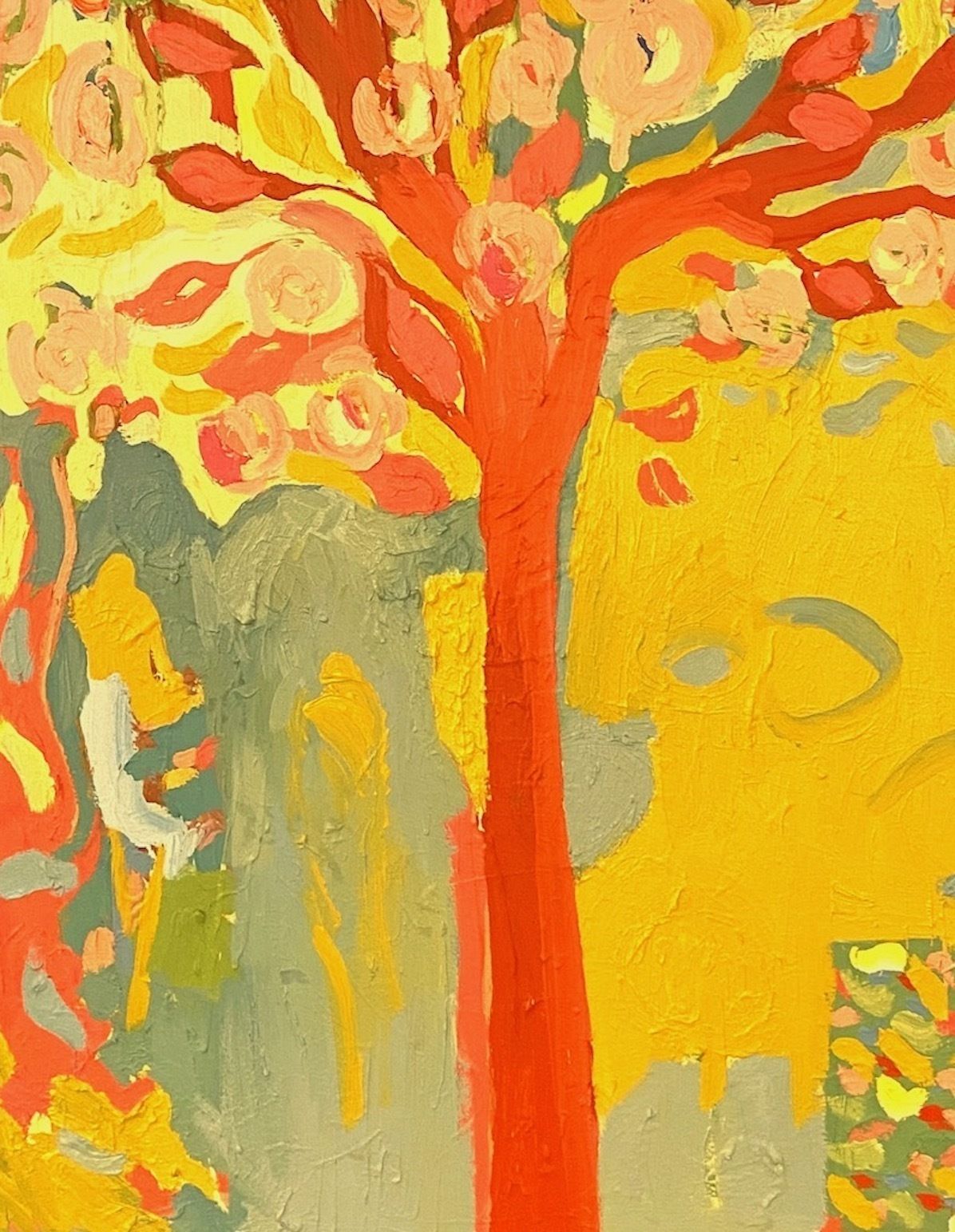 Camellia Tree: Large Abstract Expressionist Oil Painting By Paul Wadsworth photo furniture