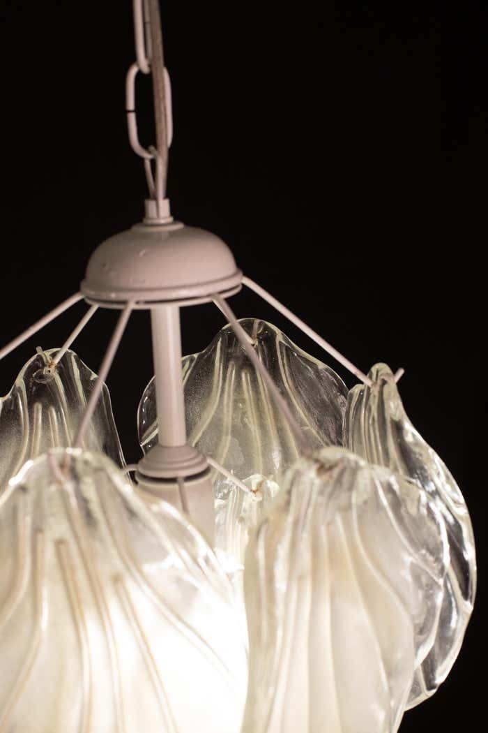 Lighting Vintage Murano Chandelier With Leaves Of Transparent And Opaqque Highlights photo