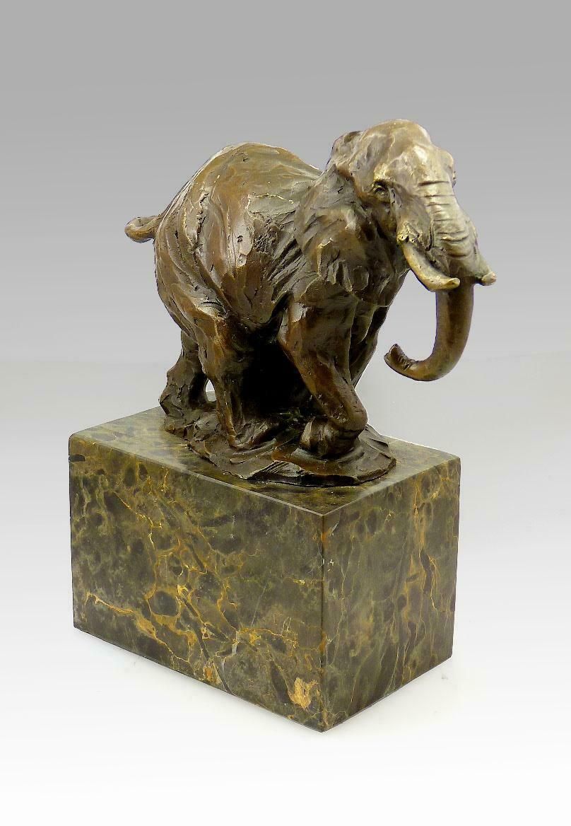 Sculpture Of An Elephant In Patinated Bronze, 20th Century. photo Art