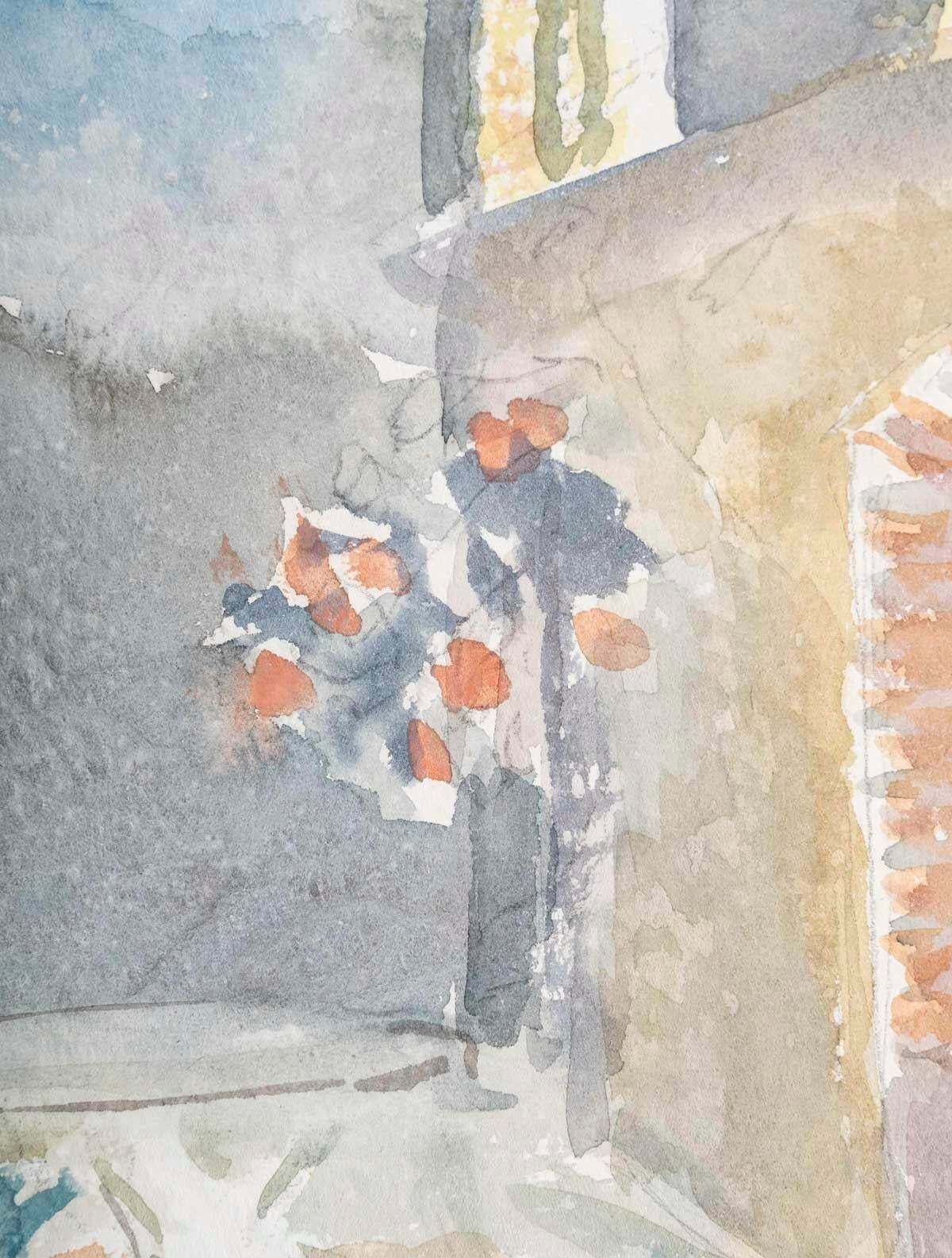 Watercolour Drawing On Paper By Evelyne Luez, 1980 photo for sale