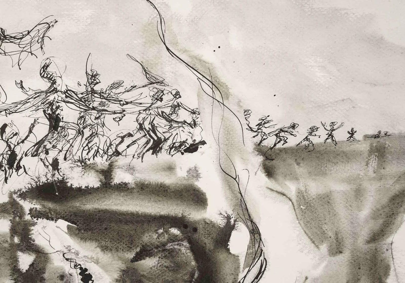 Drawing On Paper In Ink, The Battle, 20th Century. photo furniture