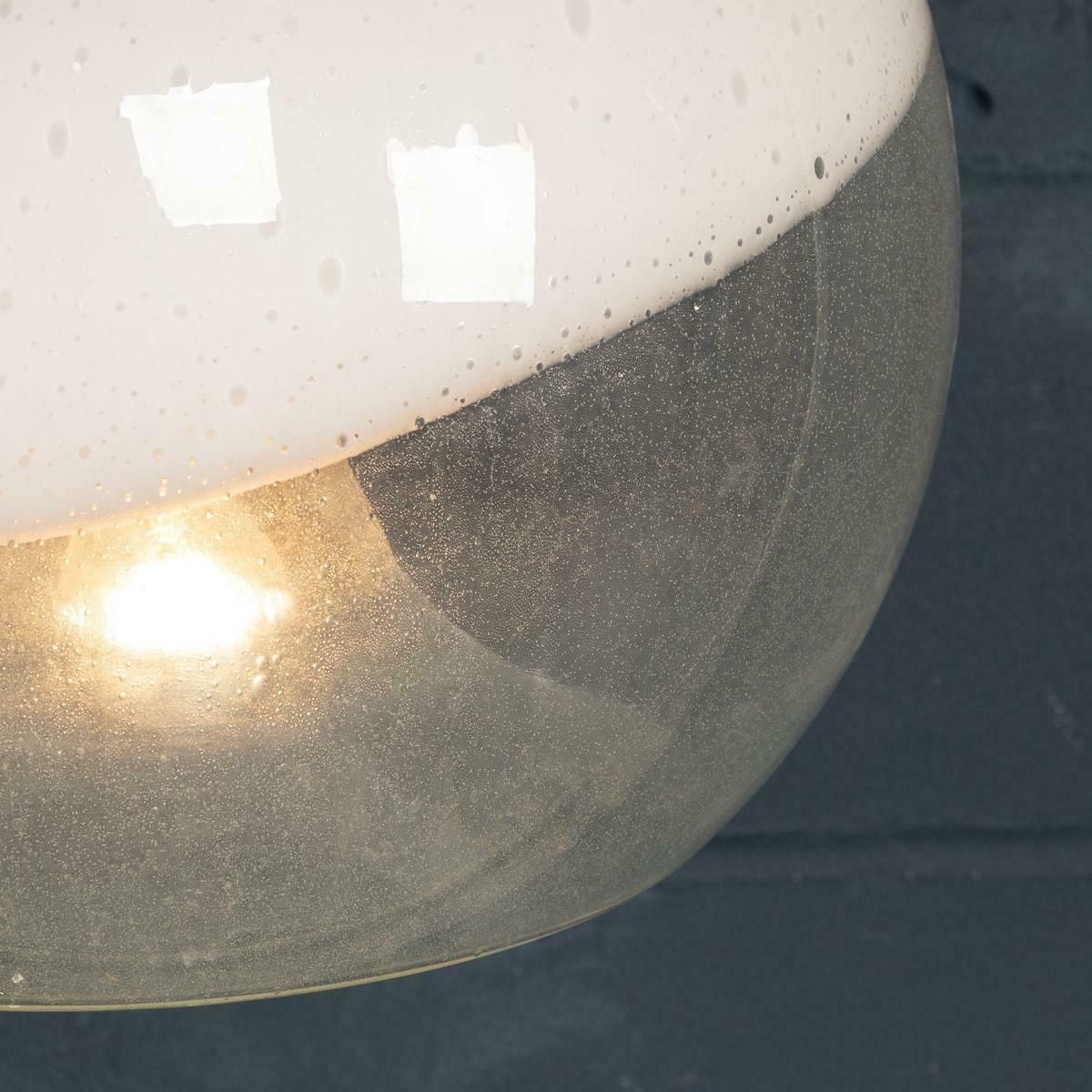 20th Century Italian White & Clear Murano Glass Pendant Lamp C.1970 photo buy