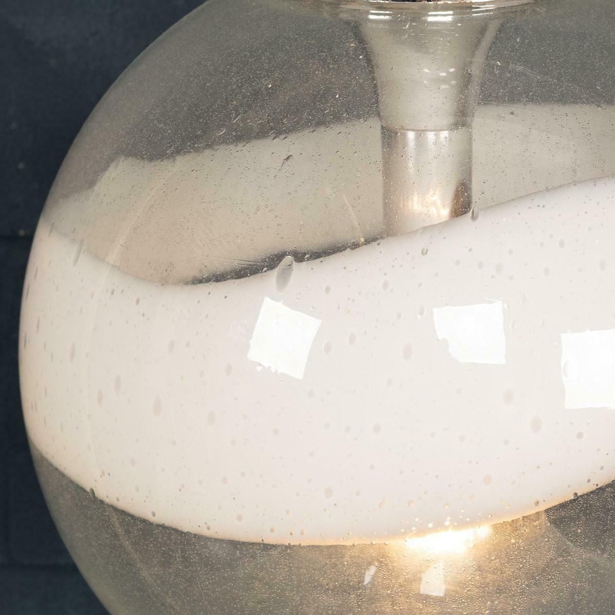 photo furniture 20th Century Italian White & Clear Murano Glass Pendant Lamp C.1970