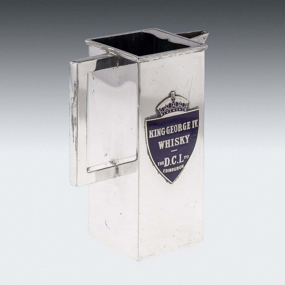 Antique 20thc Art Deco Silver Plated & Enamel Water Jug, King George IV Whisky photo 1395.0