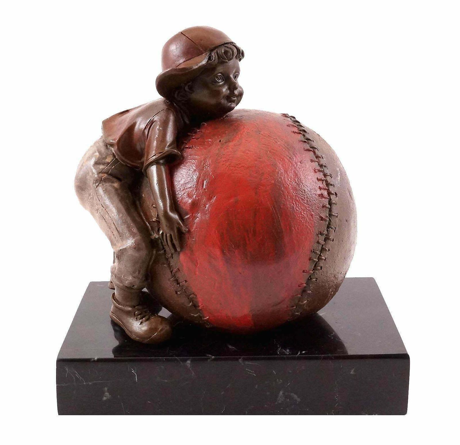 Bronze Sculpture Representing The Child And The Joy Of Baseball, 20th Century. photo buy