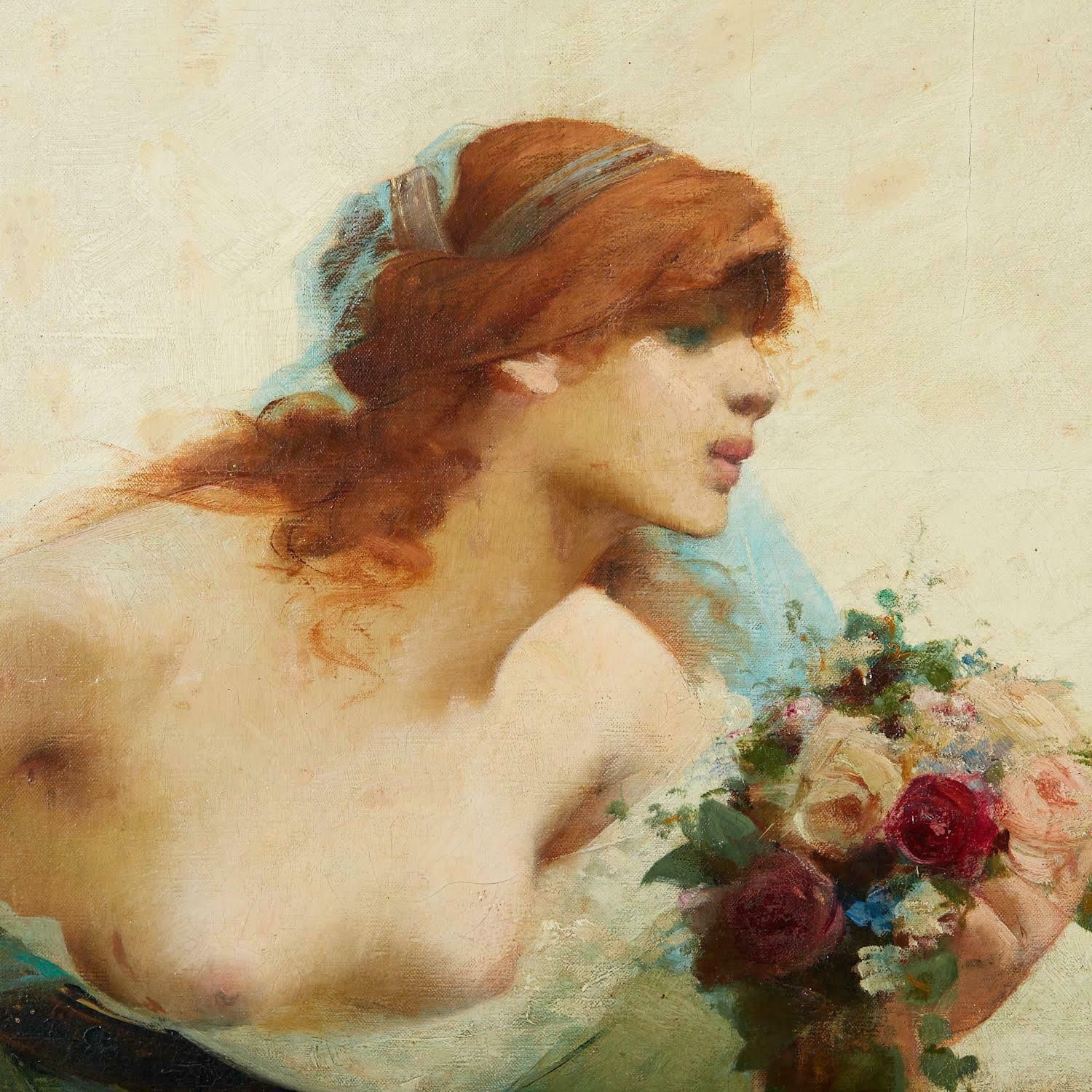 Oil On Canvas, Painting By Georges Picard, Spring, Art Nouveau Period. photo for sale