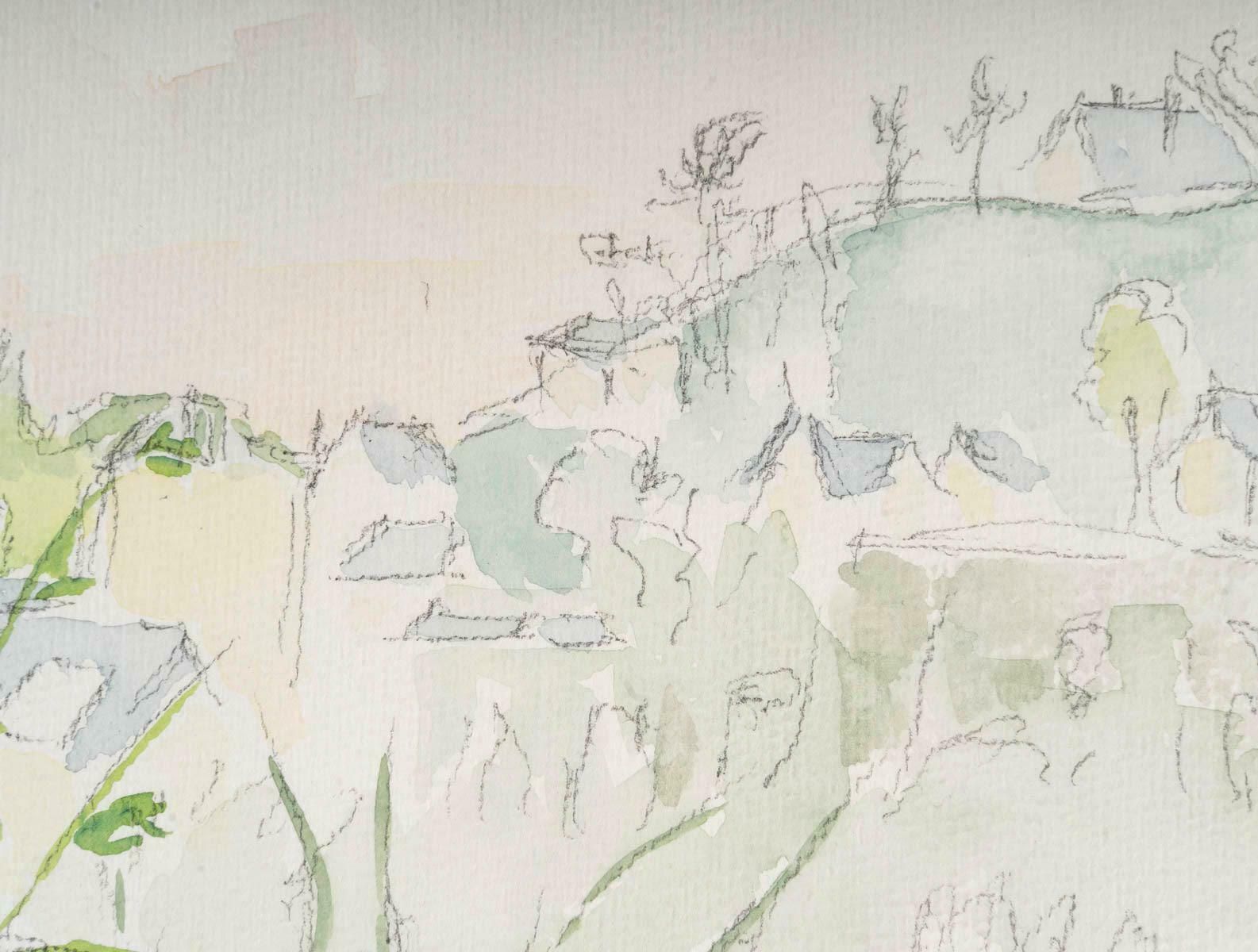 Watercolour On Paper By Evelyne Luez, 1960 1970. photo for sale