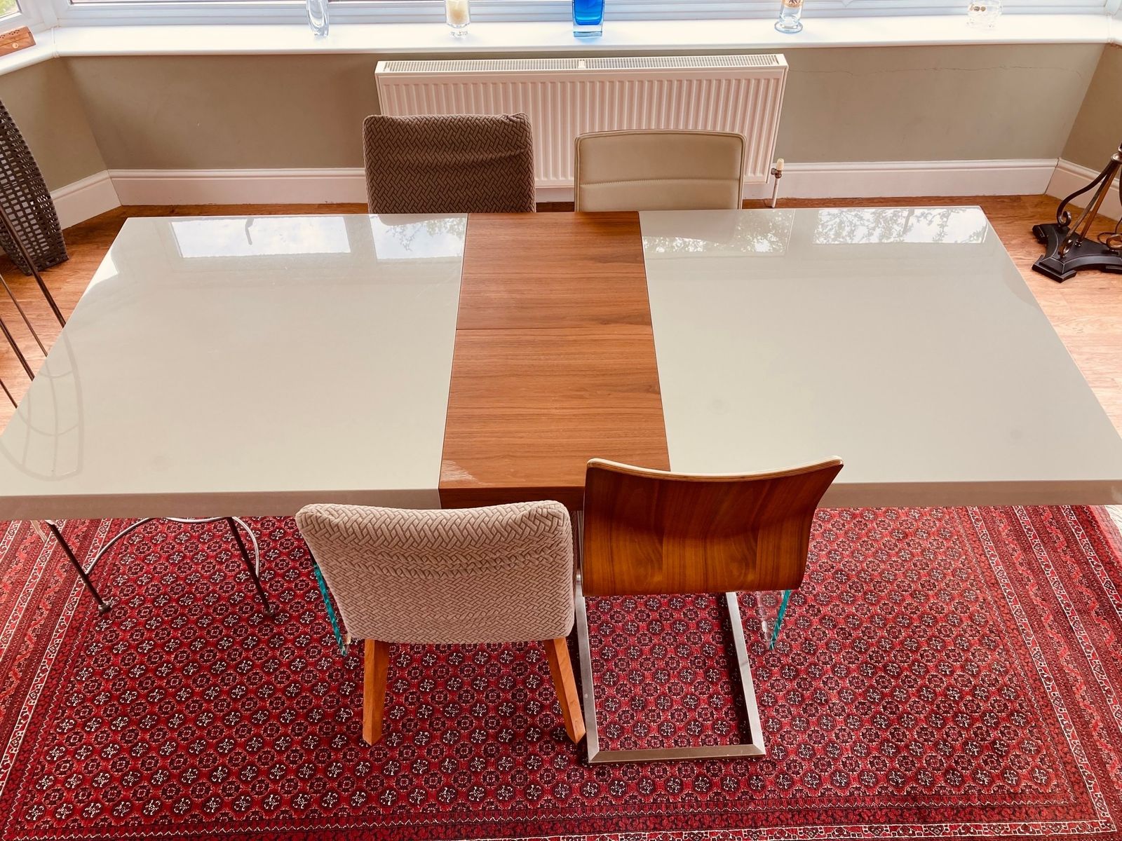 Modern Living Dining Room Table And 2 Cream Chairs photo furniture