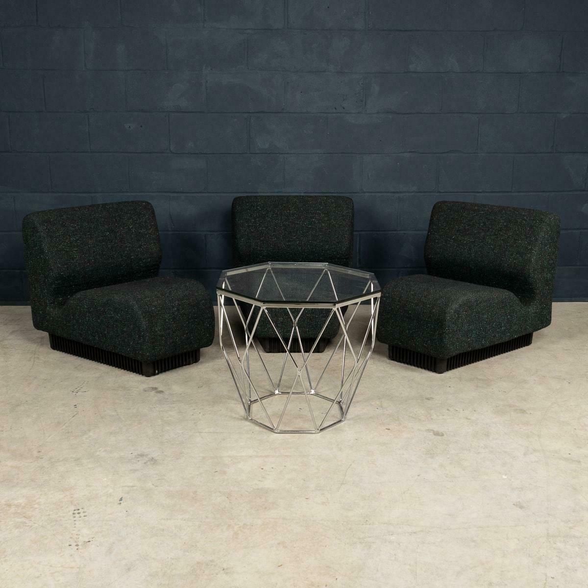 A Pair Of 20th Century English Chrome & Glass Octagonal Side Tables photo for sale