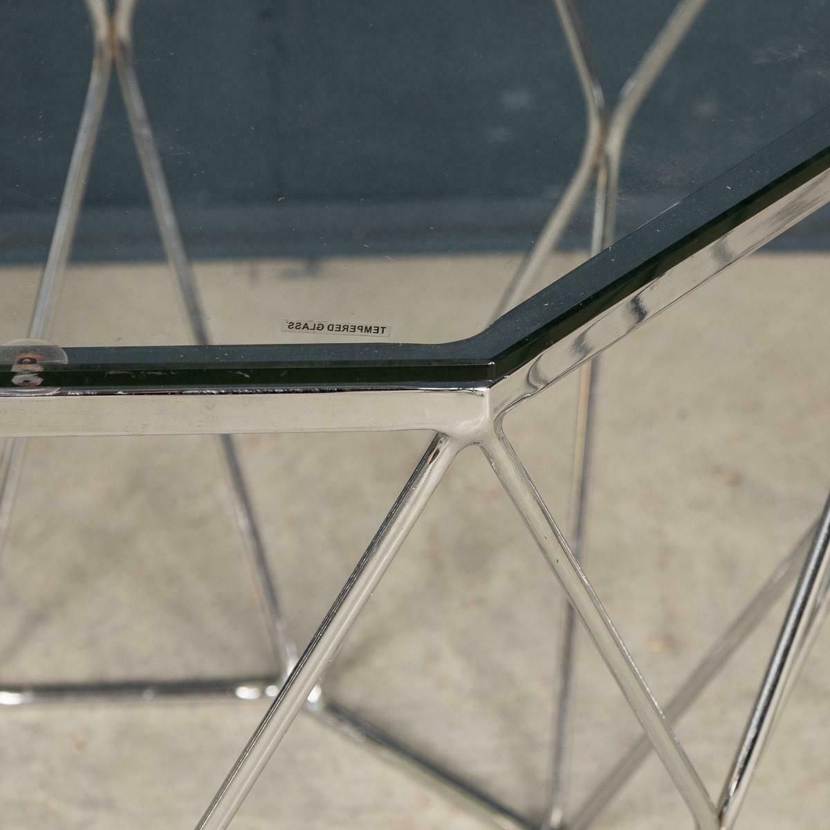 A Pair Of 20th Century English Chrome & Glass Octagonal Side Tables photo buy