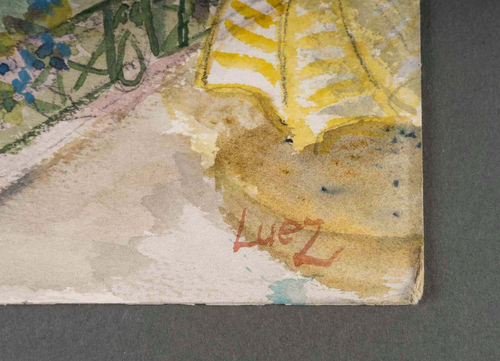 Watercolour Drawing On Paper By Evelyne Luez, 1980 90. photo 493.0