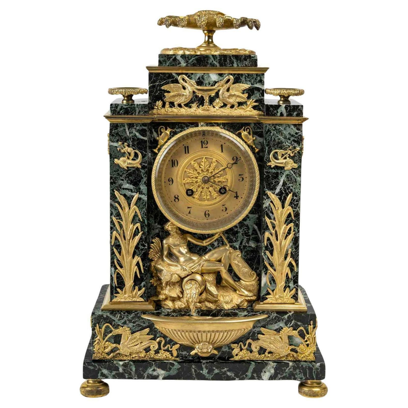 Marble And Gilt Bronze Clock With Mythological Decor, Napoleon III Period.