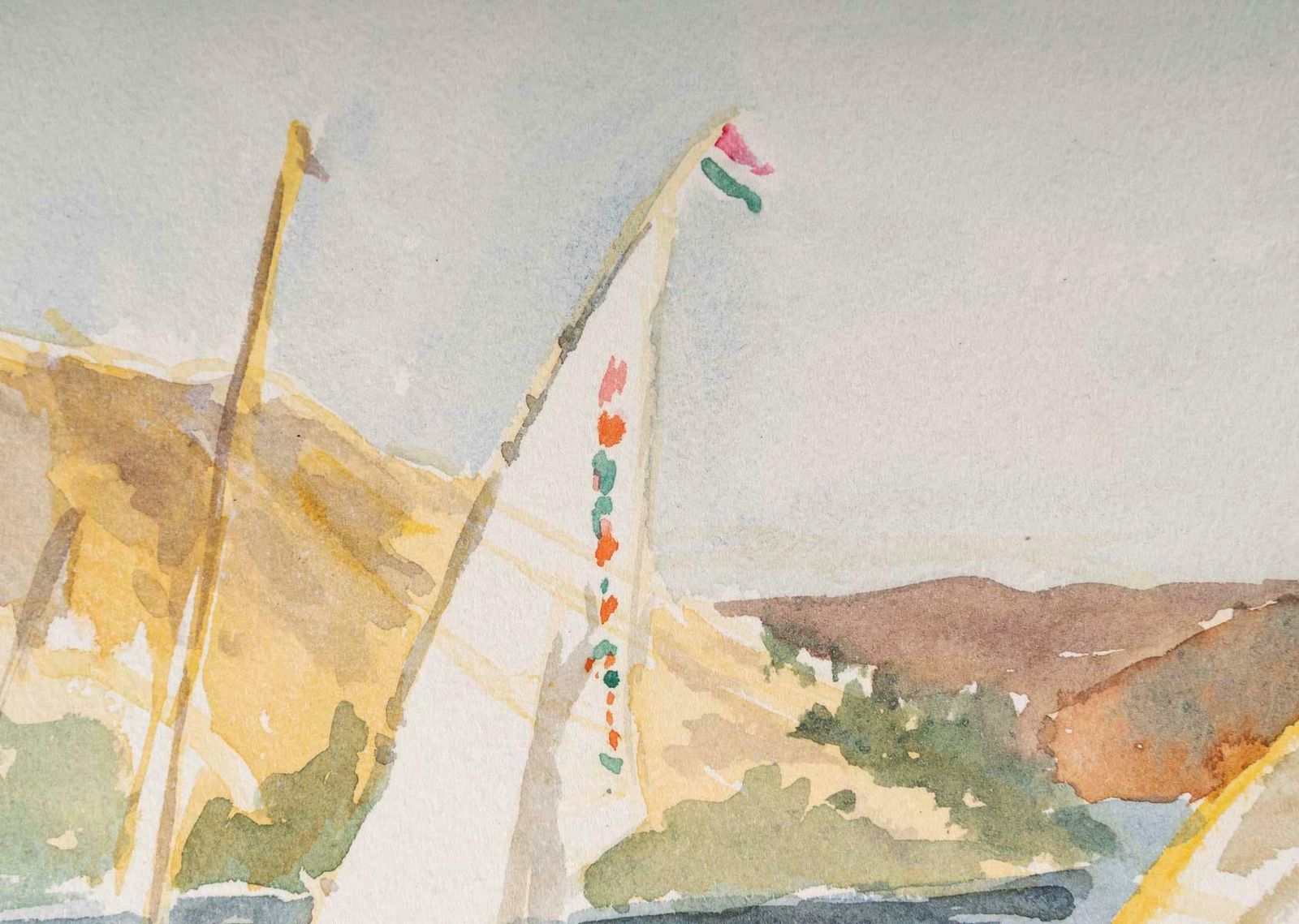 Watercolour Drawing On Paper By Evelyne Luez, 1960 80. photo for sale