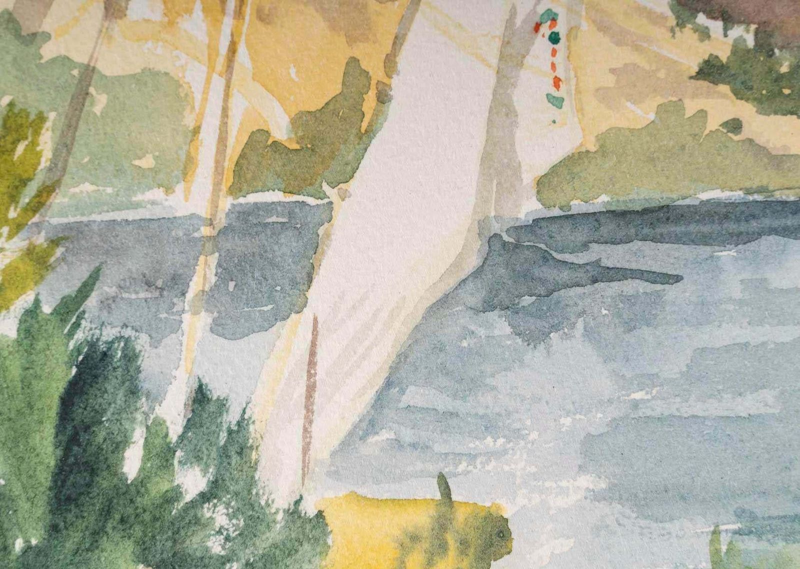 Watercolour Drawing On Paper By Evelyne Luez, 1960 80. photo 279.0