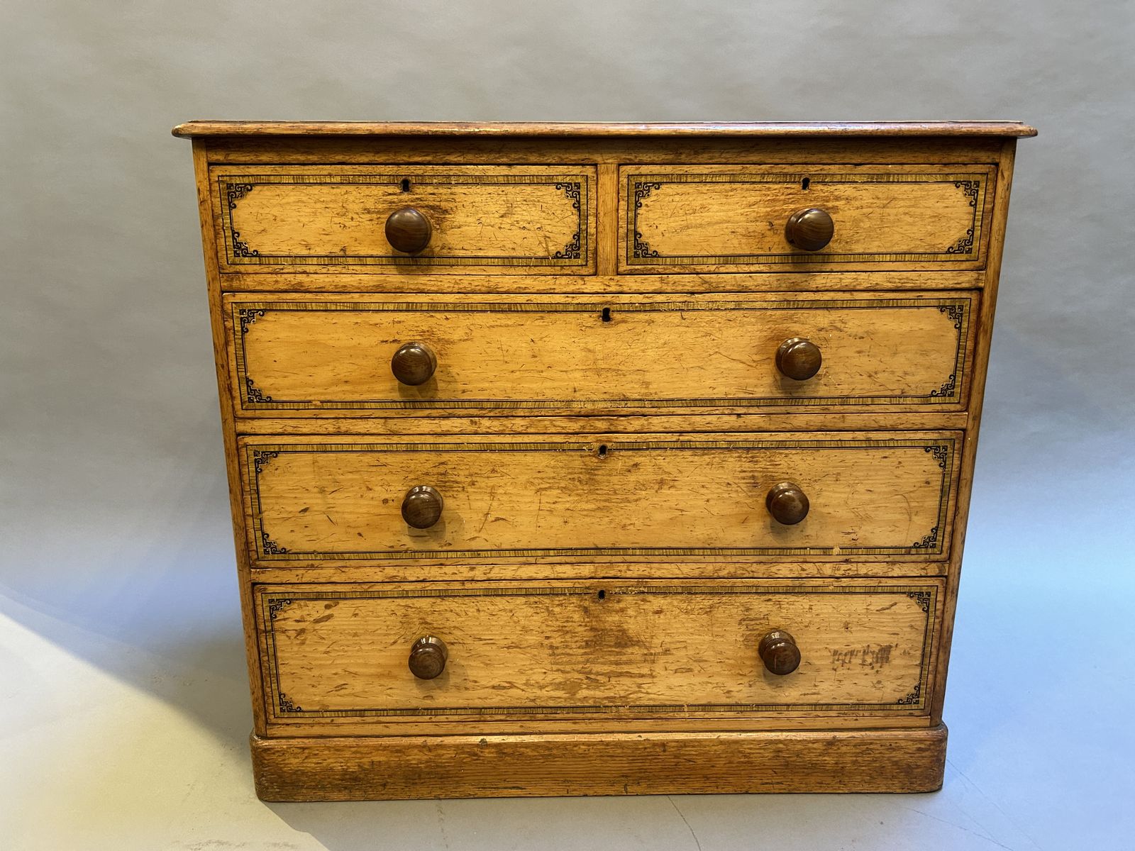 Victorian Stencilled Pine Chest Of Drawers photo for sale