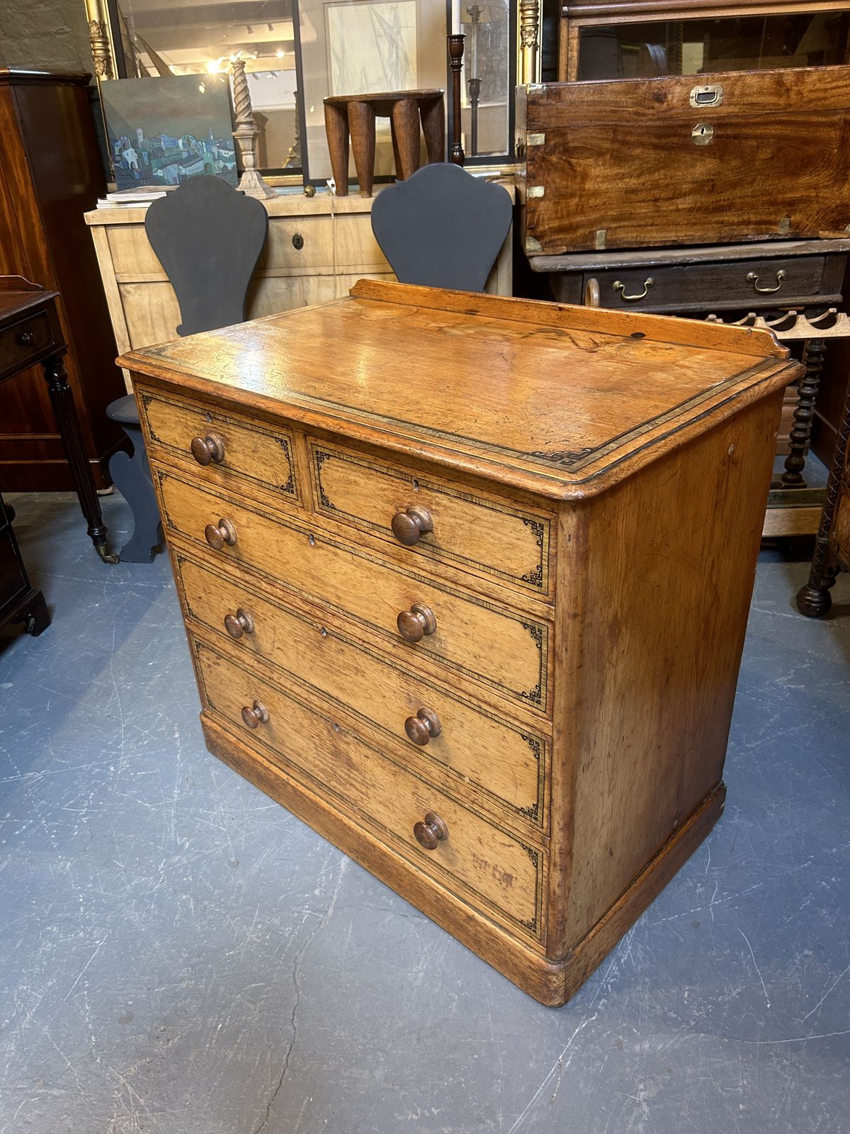 Victorian Stencilled Pine Chest Of Drawers photo Furniture