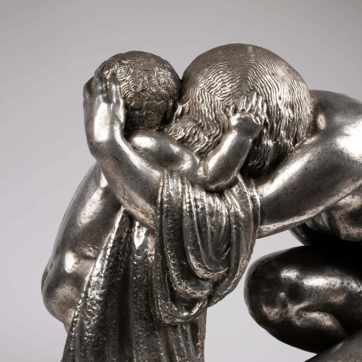 photo furniture Large Silver Plated Bronze Sculpture By Pierre Traverse, Circa 1930, Art Deco.