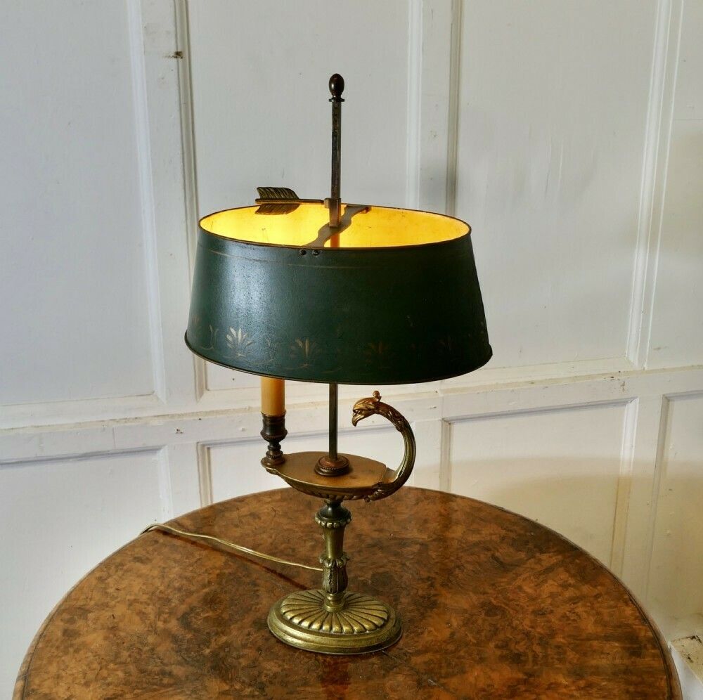 French Painted Toleware And Brass Desk Lamp photo vinterior